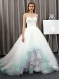 Colored Wedding Dresses,High Low Wedding Dress,Tulle Wedding Dress,Unique Wedding Dress,WD00160