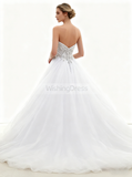 White Ball Gown Wedding Dress,Tulle Sweetheart Wedding Dress,Classic Bridal Gown,WD00036