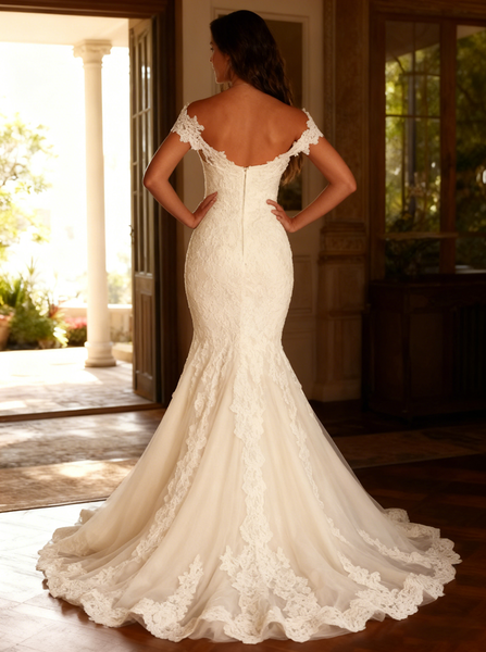 Mermaid Wedding Dresses,Lace Wedding Dress,Off the Shoulder Bridal Dress,WD00125