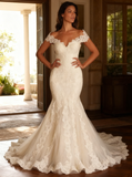 Mermaid Wedding Dresses,Lace Wedding Dress,Off the Shoulder Bridal Dress,WD00125
