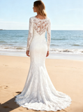 Ivory Lace Wedding Dresses,Modest Wedding Dress with Long Sleeves,WD00610