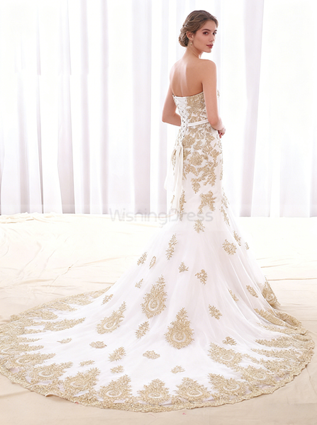 Mermaid Wedding Dresses,Classic Wedding Dress,Lace Strapless Bridal Dress,WD00076