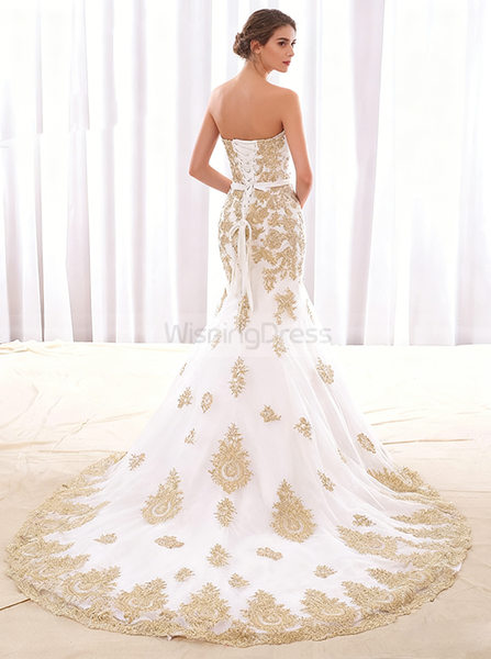 Mermaid Wedding Dresses,Classic Wedding Dress,Lace Strapless Bridal Dress,WD00076