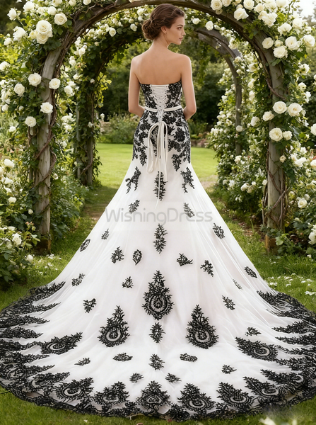 Mermaid Wedding Dresses,Classic Wedding Dress,Lace Strapless Bridal Dress,WD00076