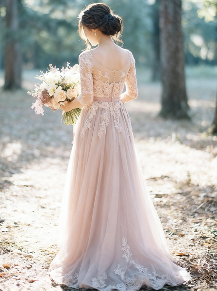 Elegant Tulle Wedding Dresses,Bridal Dress with Sleeves,WD00324