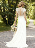 Chiffon Wedding Dresses,Boho Wedding Dress,Beach Wedding Dress,Simple Bridal Dress,WD00128