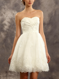 Knee Length Sweetheart Neckline Wedding Dresses,Reception Wedding Dress with Corset Back,WD00542