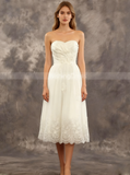 Knee Length Sweetheart Neckline Wedding Dresses,Reception Wedding Dress with Corset Back,WD00542