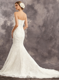 Simple Mermaid Wedding Dresses,Strapless Lace Wedding Dress,WD00531