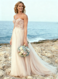 Tulle Wedding Dresses,Bohemian Wedding Dresses,Strapless Bridal Dress,WD00123