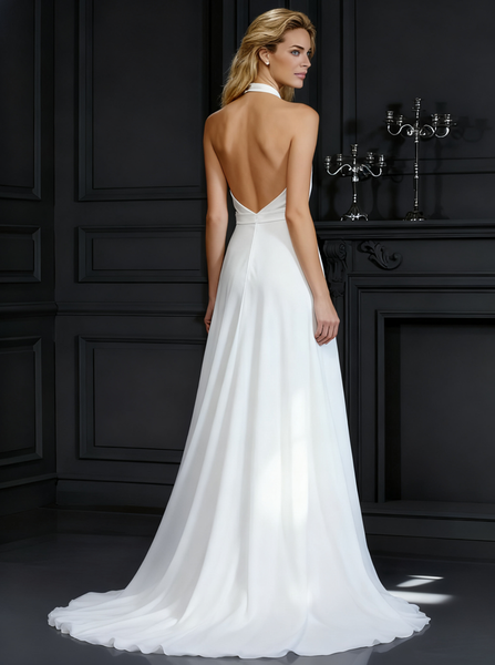 Halter Wedding Dresses,Beach Wedding Dress,Chiffon Wedding Dress,WD00275