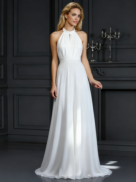 Halter Wedding Dresses,Beach Wedding Dress,Chiffon Wedding Dress,WD00275