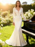 Bridal Gown With Long Sleeve,Romantic Wedding Dress,WD00347