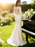 Bridal Gown With Long Sleeve,Romantic Wedding Dress,WD00347