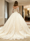 Off the Shoulder Wedding Gown,Long Sleeves Bridal Gown,WD00396
