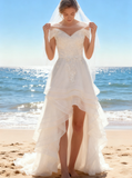 Off the Shoulder Summer Wedding Dresses,High Low Bridal Dress,WD00447