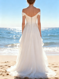 Off the Shoulder Summer Wedding Dresses,High Low Bridal Dress,WD00447