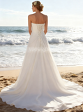 Simple Strapless Wedding Dress,Beach Chiffon Wedding Dress,WD00560
