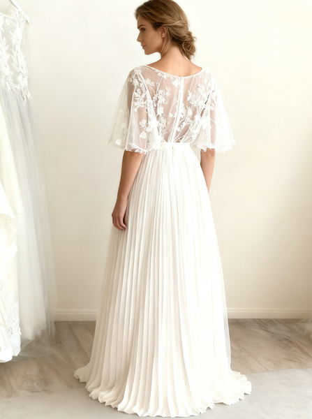 Simple Tulle Wedding Dresses,Outdoor Fall Wedding Dress,WD00443