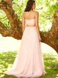 Pink Tulle Wedding Dresses,Strapless Simple Bridal Gown,WD00335