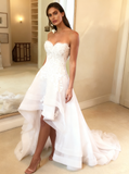 Sweetheart Wedding Dress Summer,High Low Garden Wedding Dress,WD00446