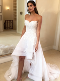 Sweetheart Wedding Dress Summer,High Low Garden Wedding Dress,WD00446