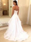 Sweetheart Wedding Dress Summer,High Low Garden Wedding Dress,WD00446