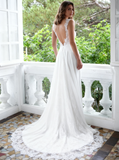 Boho Wedding Dresses,Chiffon Wedding Dress,Beach Wedding Dress with Straps,WD00060