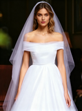 White Wedding Dresses,Tulle Off the Shoulder Wedding Dress,Princess Wedding Dress,WD00057