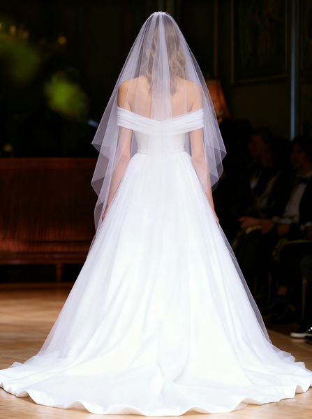 White Wedding Dresses,Tulle Off the Shoulder Wedding Dress,Princess Wedding Dress,WD00057