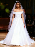 White Wedding Dresses,Tulle Off the Shoulder Wedding Dress,Princess Wedding Dress,WD00057