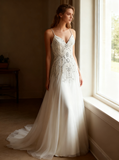 White Wedding Dresses,Beaded Wedding Dress,Tulle Bridal Dress,WD00224