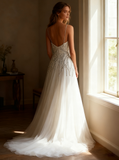 White Wedding Dresses,Beaded Wedding Dress,Tulle Bridal Dress,WD00224