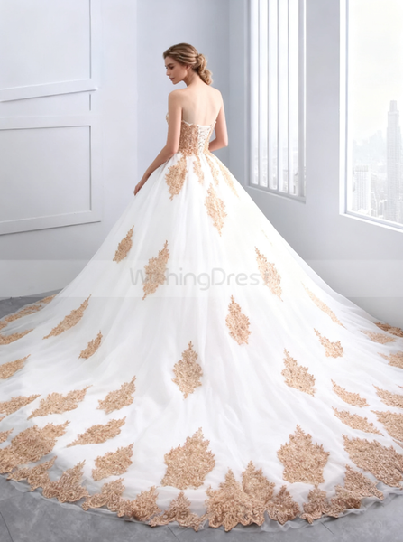 Ball Gown Wedding Dresses,Strapless Wedding Dress,Unique Bridal Gown,Colored Wedding Gown,WD00114