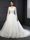 Formal Wedding Dresses,Wedding Dress with Sleeves,Classic Bridal Gown,Ball Gown Wedding Gown,WD00074