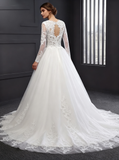 Formal Wedding Dresses,Wedding Dress with Sleeves,Classic Bridal Gown,Ball Gown Wedding Gown,WD00074