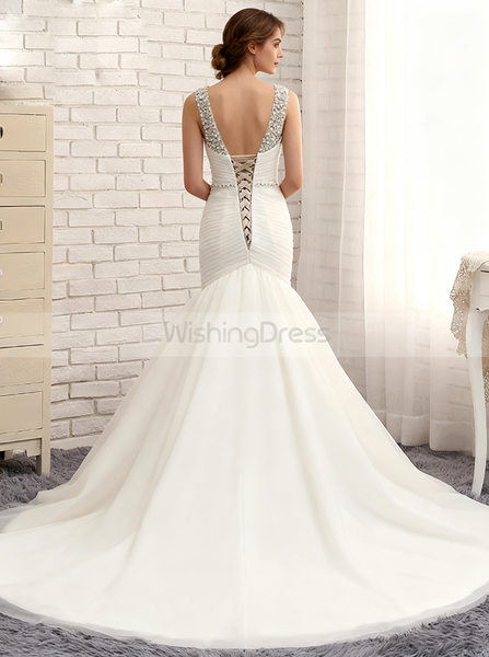 Mermaid Wedding Dresses,Tulle Wedding Dress,Corset Wedding Dress,Romantic Bridal Dress,WD00095