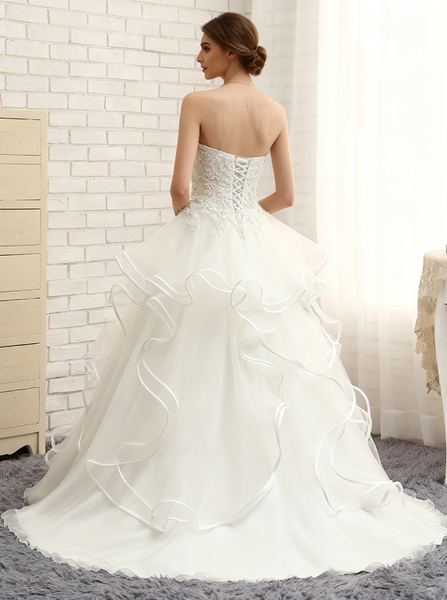 Princess Wedding Dresses,Ruffled Wedding Dress,Strapless Wedding Dress,WD00096