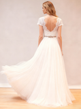 Elegant Wedding Dresses,Tulle Wedding Dress,Backless Bridal Dress,Boho Bridal Gown,WD00066