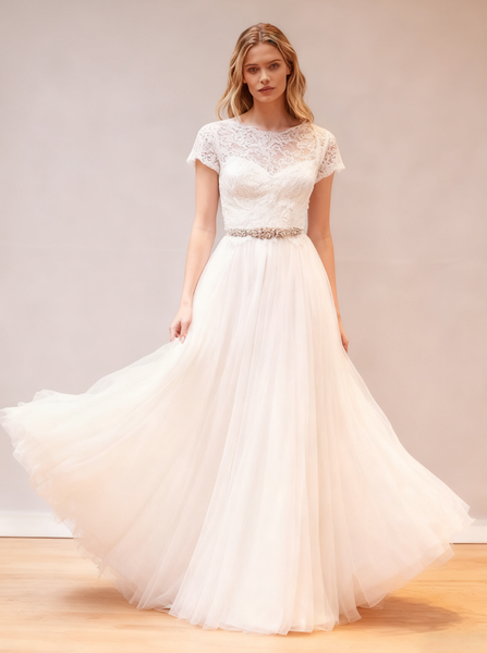 Elegant Wedding Dresses,Tulle Wedding Dress,Backless Bridal Dress,Boho Bridal Gown,WD00066