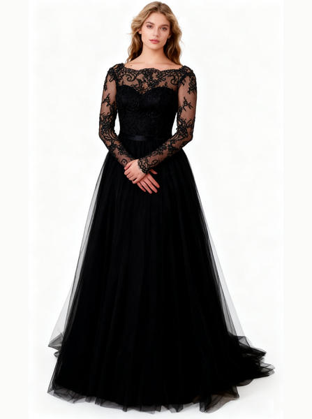 Princess Wedding Dress,Wedding Dresses with Sleeves,Tulle Bridal Dresses,WD00097