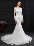 Fit and Flare Wedding Dresses,Lace Wedding Dress,Open Back Wedding Dress,WD00141