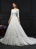 Princess Wedding Dress,Off the Shoulder Wedding Dress,Bridal Dress with Sleeves,WD00142
