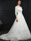 Princess Wedding Dress,Off the Shoulder Wedding Dress,Bridal Dress with Sleeves,WD00142