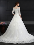 Princess Wedding Dress,Off the Shoulder Wedding Dress,Bridal Dress with Sleeves,WD00142