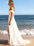 Chiffon Wedding Dresses,Beach Wedding Dress,Off the Shoulder Bridal Dress,WD00164