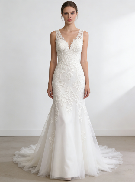 Tulle Wedding Dresses,Mermaid Wedding Dress,Fall Wedding Dress,Spring Wedding Dress,WD00159