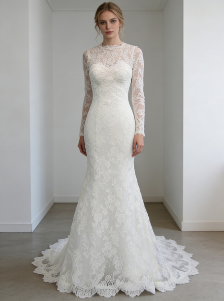 Mermaid Wedding Dresses,Lace Wedding Dress,Modest Wedding Dress,WD00159