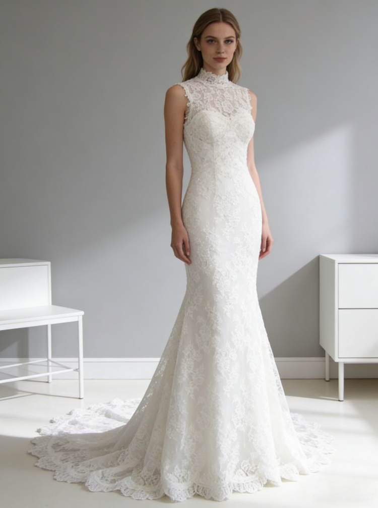 Mermaid Wedding Dresses,Lace Wedding Dress,Modest Wedding Dress,WD00159, US12 / Pink Mermaid Wedding Dresses,Lace Wedding Dress,Modest Wedding Dress,WD00159, US12 / Pink