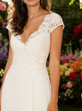 Wedding Dress with Cap Sleeve,Beach Bridal Dress,Romantic Bridal Dress,WD00161